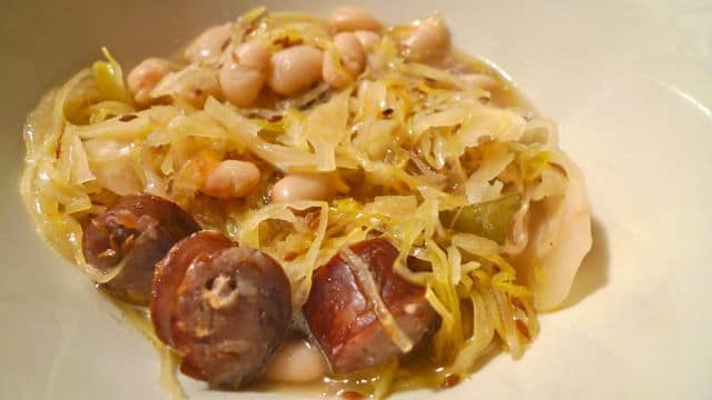 Sausage Bean and Sauerkraut Soup