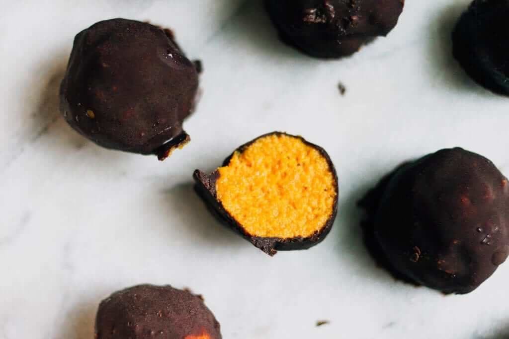 These truffles offer up sweet potatoes - a Thanksgiving mainstay - in a fun, unconventional way. Plus, they’re rich and packed with anti-inflammatory turmeric, cacao, and ginger.