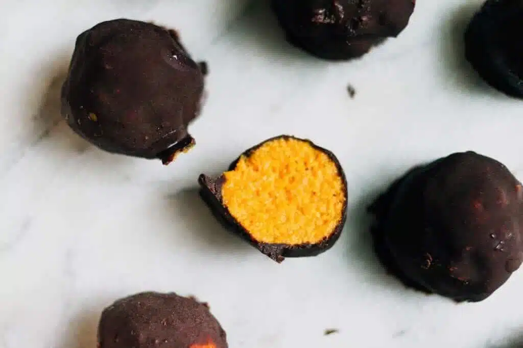 These truffles offer up sweet potatoes - a Thanksgiving mainstay - in a fun, unconventional way. Plus, they’re rich and packed with anti-inflammatory turmeric, cacao, and ginger.