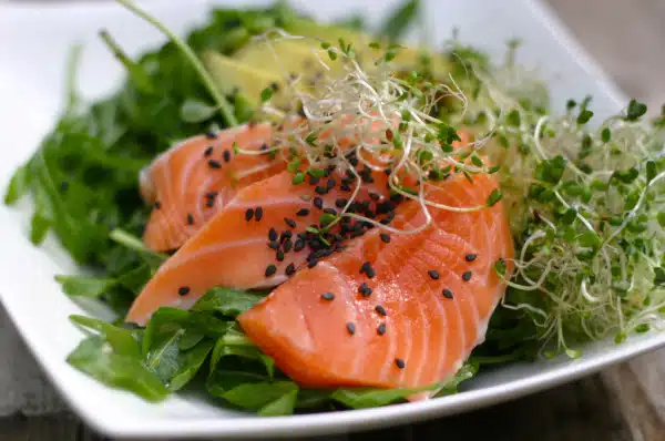 Salmon Sashimi Salad with Wild Salmon and Fresh Bitter Greens