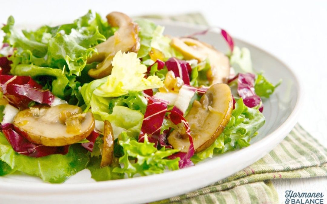 Bitter Greens with Sauteed Mushrooms