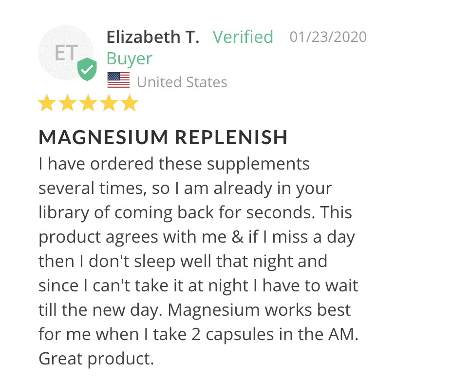 Magnesium Replenish Testimonial