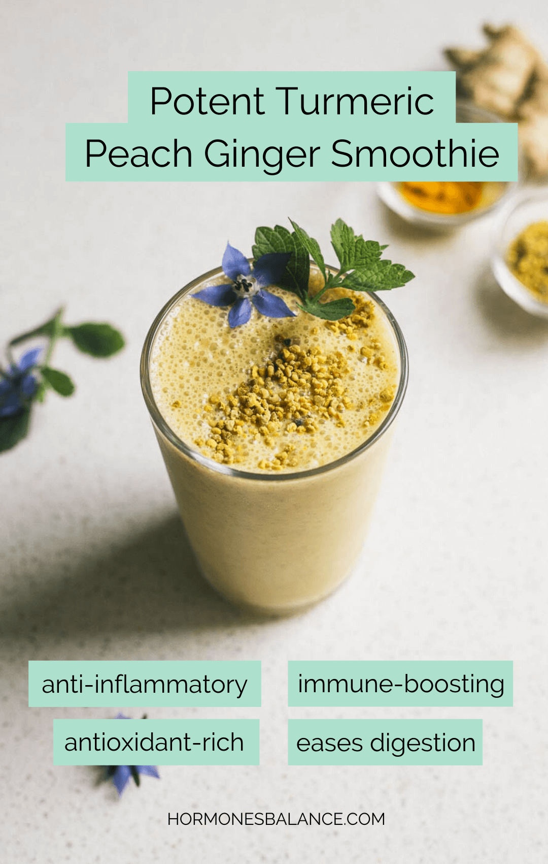 This smoothie uses not one but TWO anti-inflammatory powerhouses—ginger and turmeric.