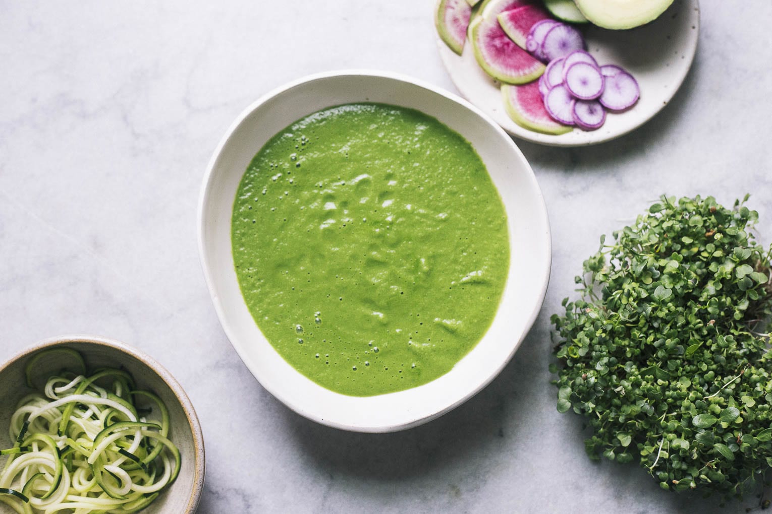 image of bowl of chilled cucumber and herb soup