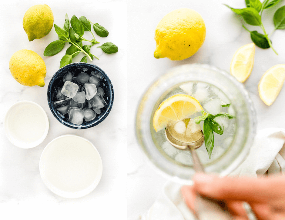 In this recipe, we’re also using lemon and basil. Lemon juice is highly alkalizing and a great detoxifier. It’s rich in vitamin C and natural bioflavanoids, too. Together with the lemon, basil helps temper the gin while bringing a bright and aromatic aroma to the tonic.