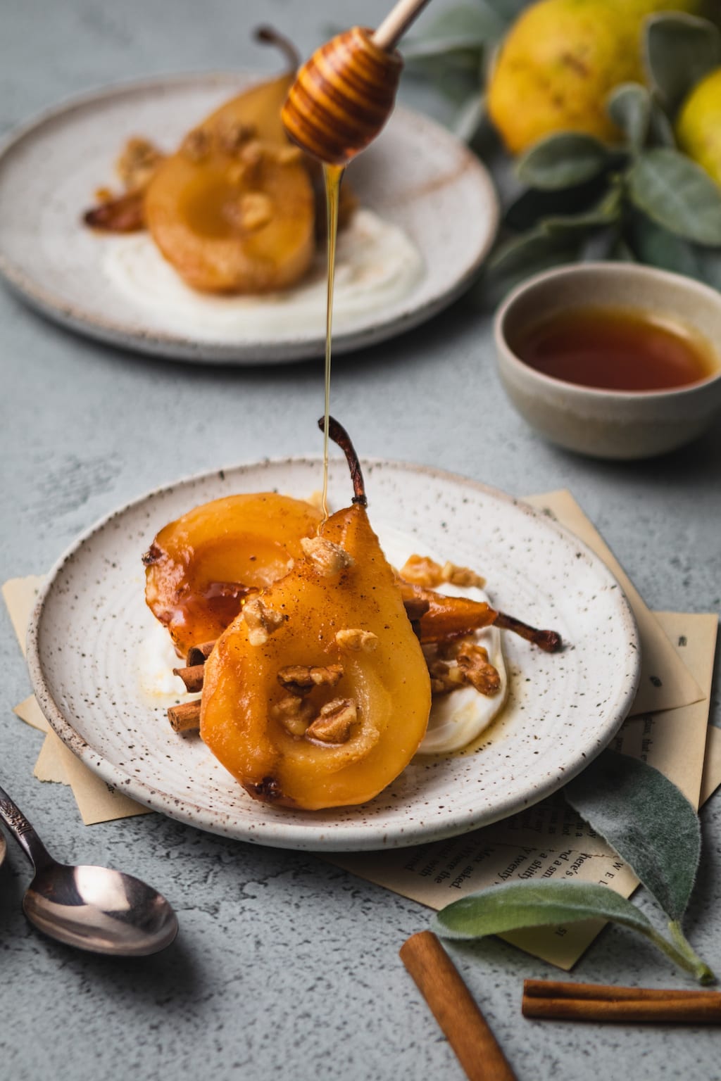 Warm Honey and Rum Roasted Pears Recipe