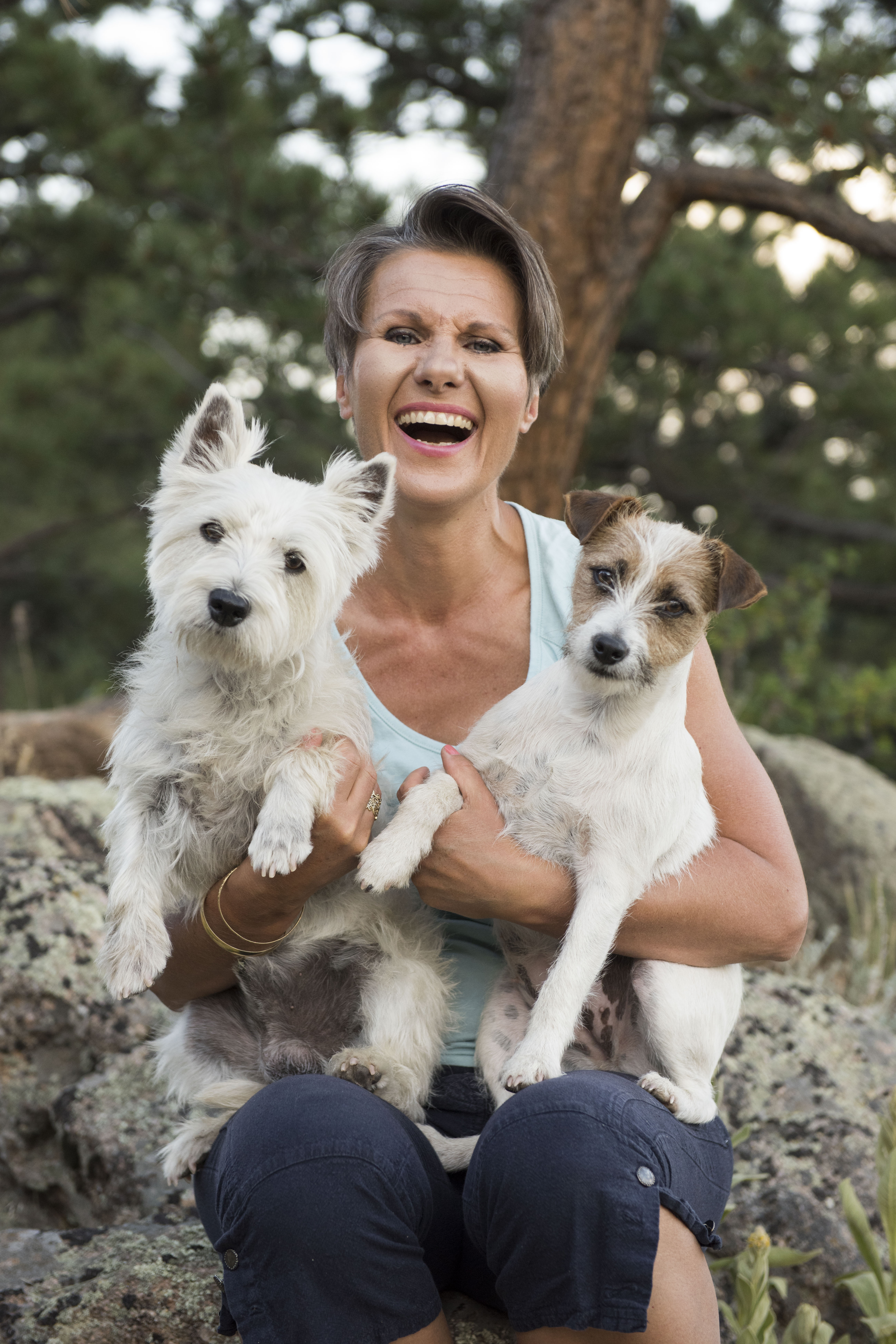 Magdalena Wszelaki and her two dogs