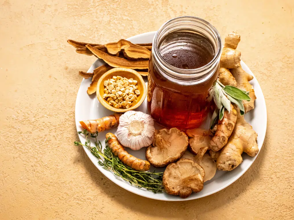 Savory Immune-Boosting Mushroom Herbal Broth - Stove and Instant Pot Versions 