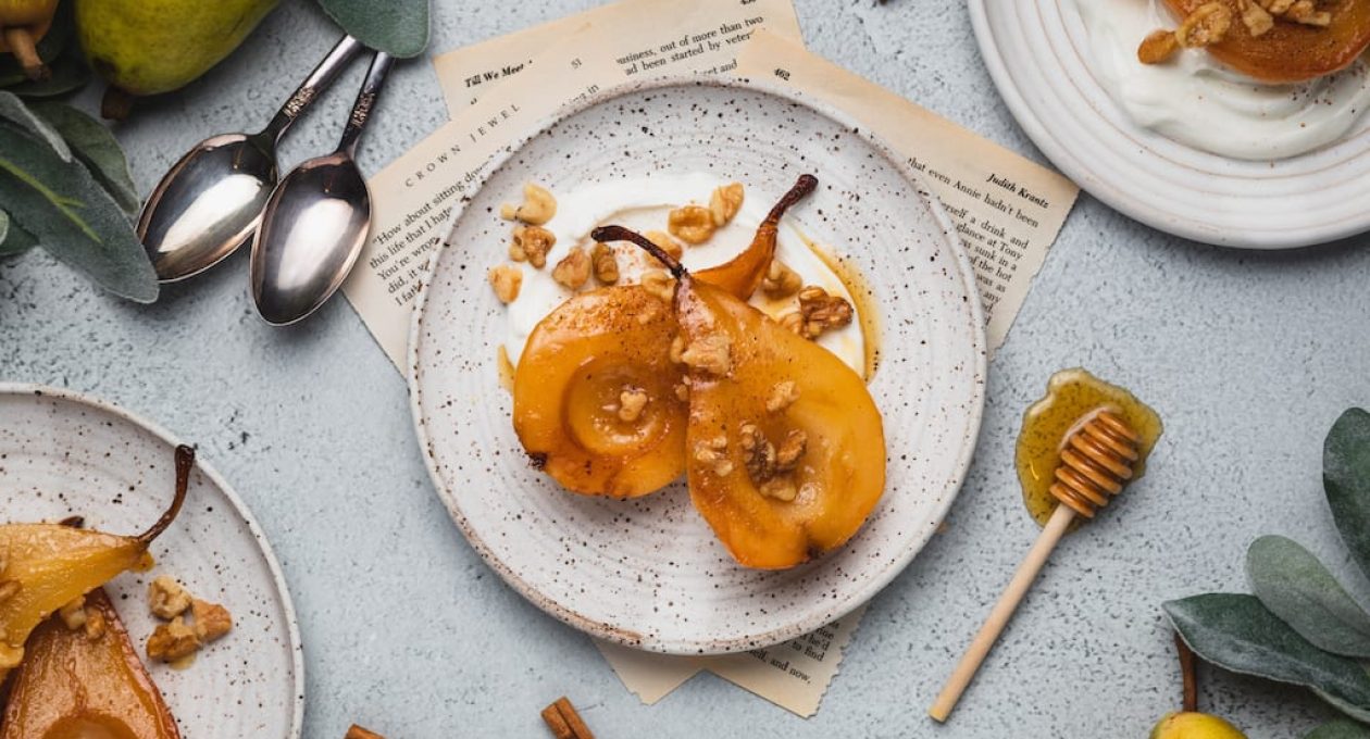 Warm Honey and Rum Roasted Pears